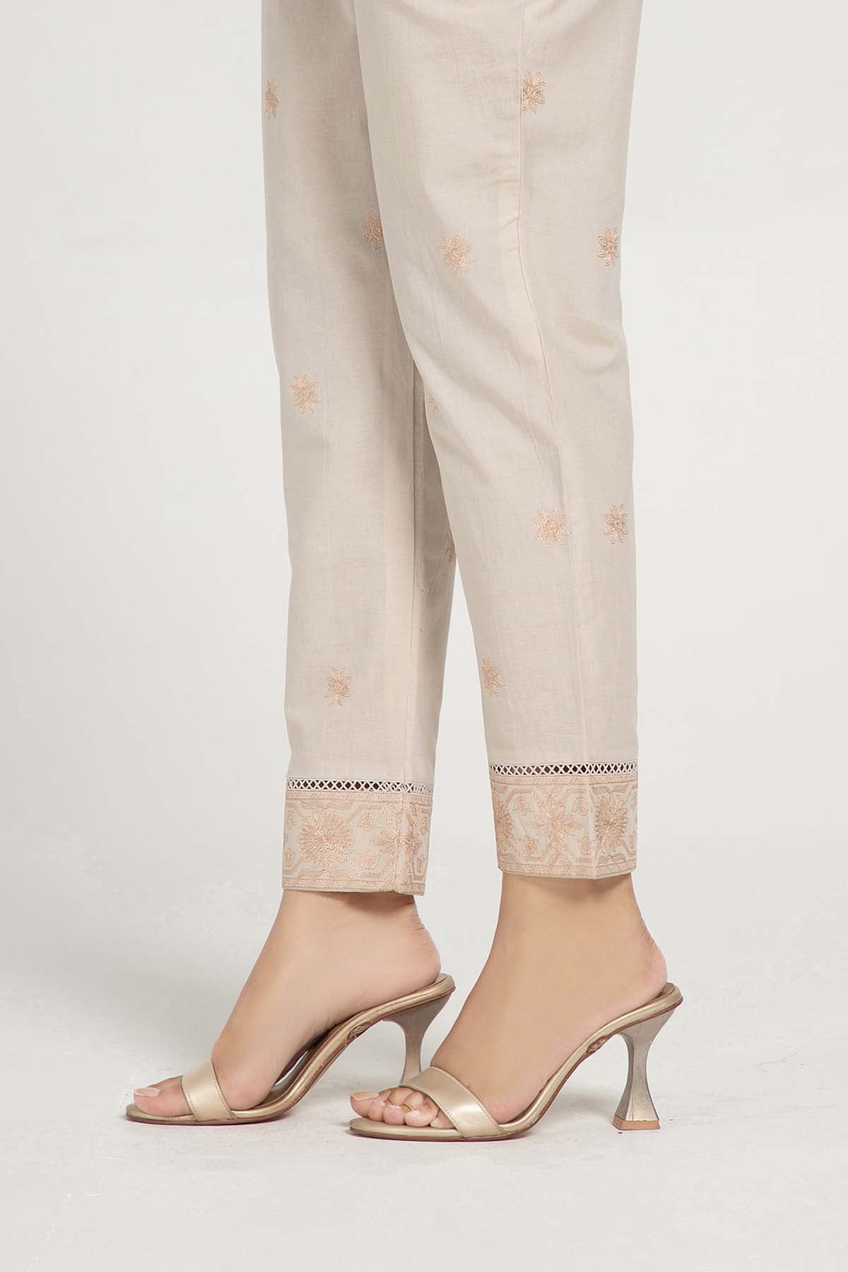 EMBROIDERED CAMBRIC TROUSER