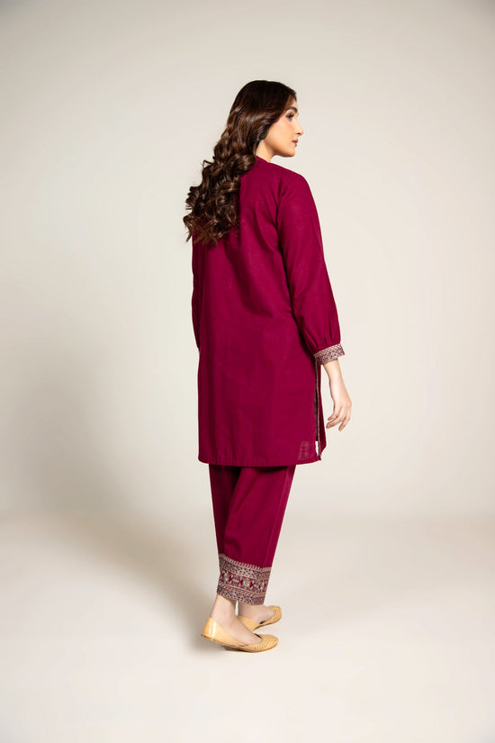 PRET EMBROIDERED  SLUB KHADDAR  2 PCS