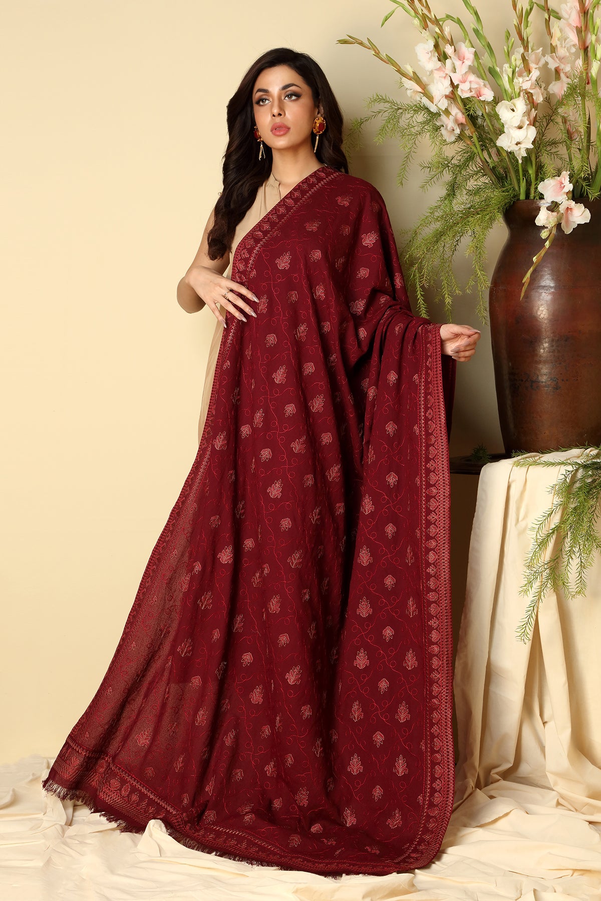 EMBROIDERED KARANDI LAWN SHAWL