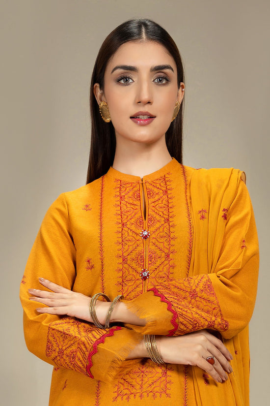 EMBROIDERED COTTON  KARANDI 3PCS (UNSTITCHED)