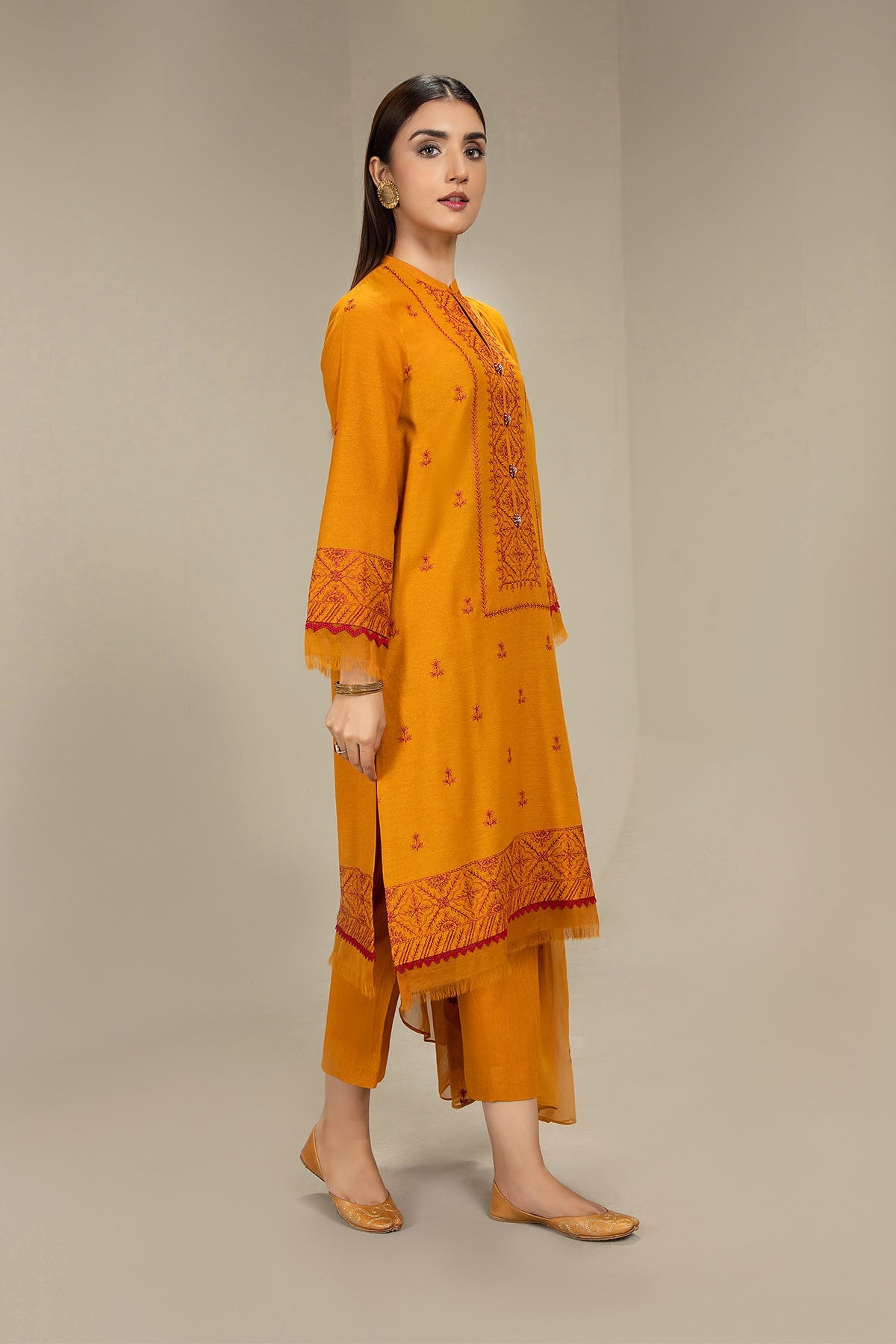 EMBROIDERED COTTON  KARANDI 3PCS (UNSTITCHED)