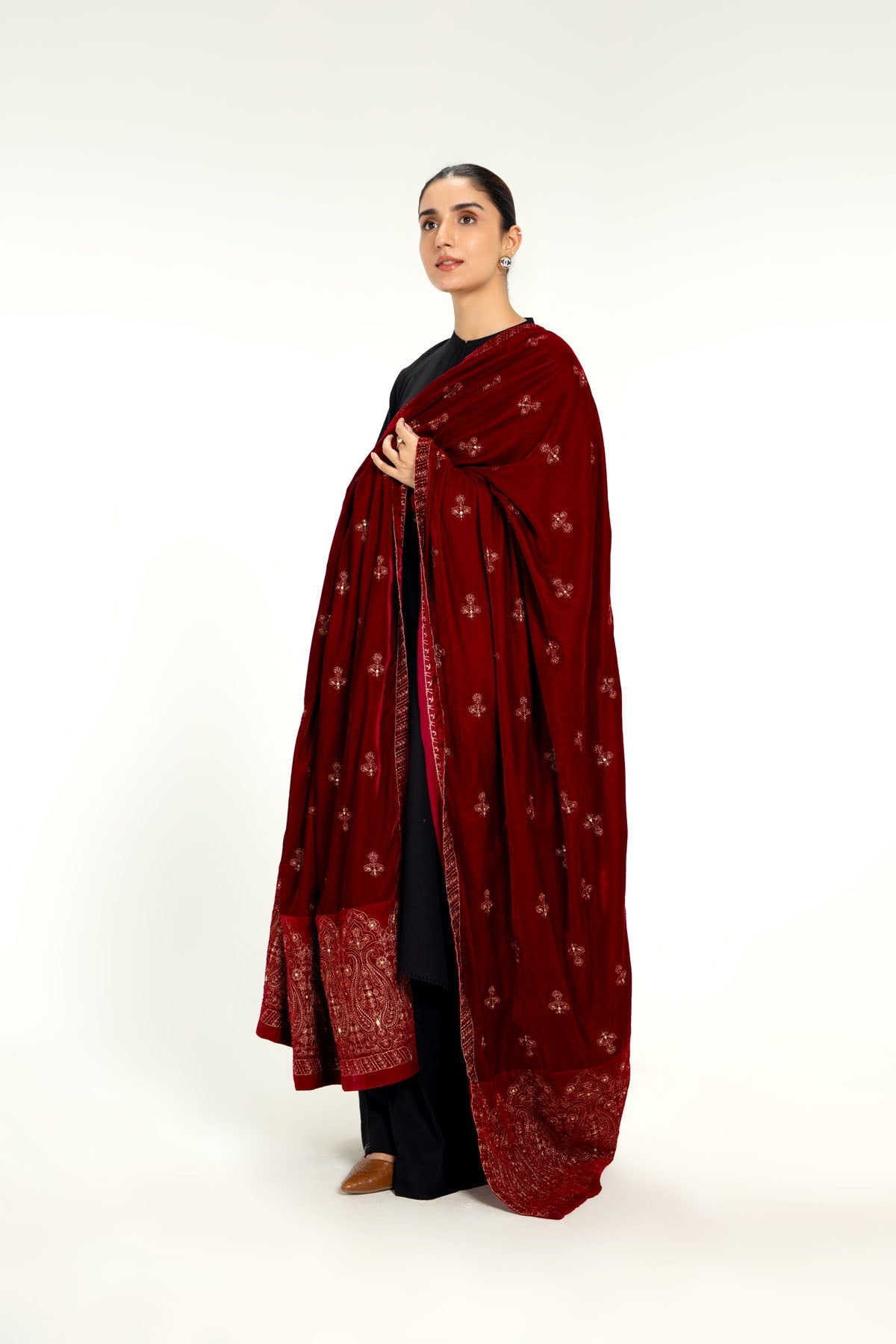 EMBROIDERED VELVET SHAWL