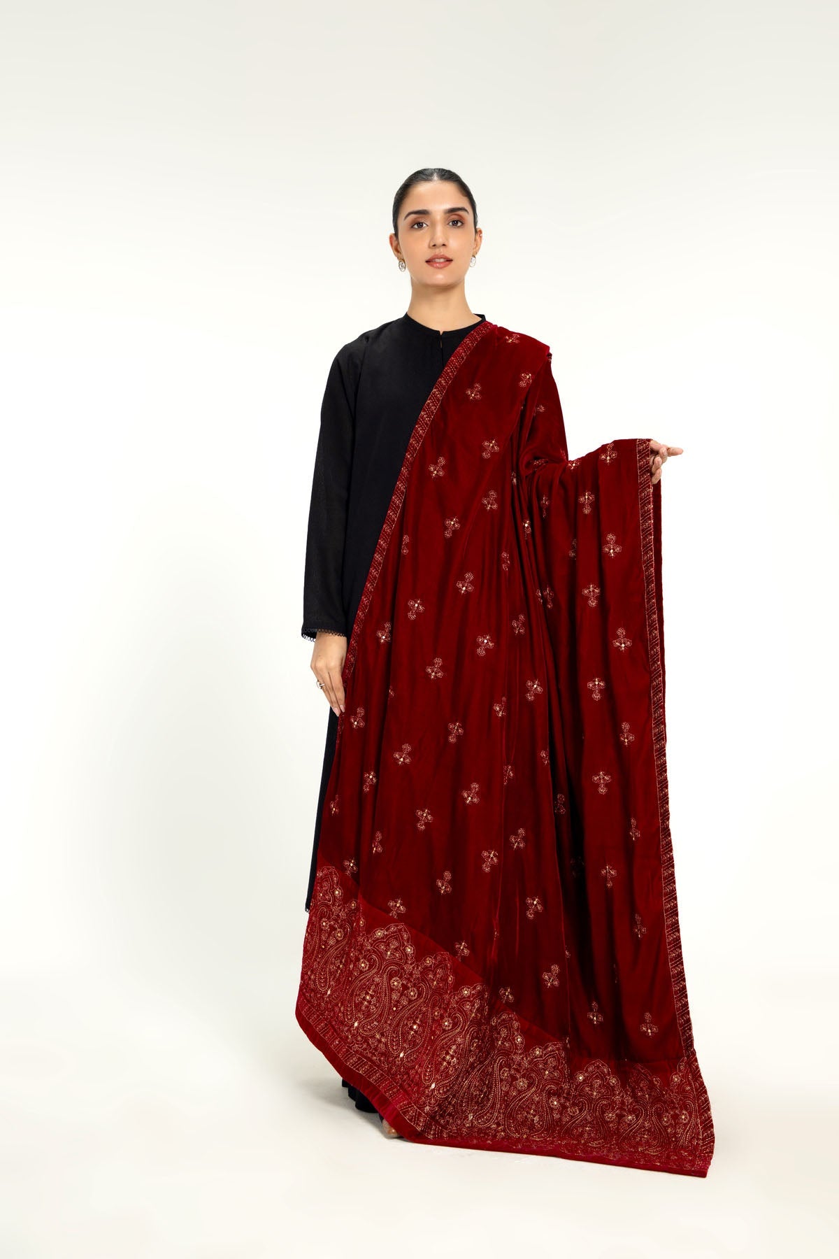 EMBROIDERED VELVET SHAWL