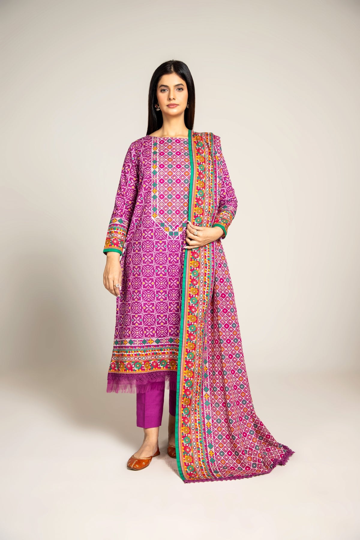 PRINTED SLUB KHADDAR 3 PCS (UNSTITCHED)