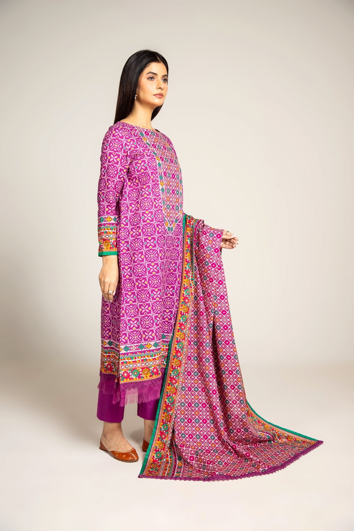 PRINTED SLUB KHADDAR 3 PCS (UNSTITCHED)